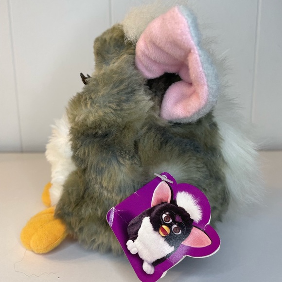 Vintage Furby 1998 Tiger 70-800 Grey White Pink Ears Brown Eyes Working! - Picture 3 of 7
